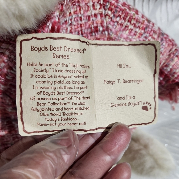 BOYDS Cream Teddy Bear in Pink Tweed Outfit - Picture 3 of 8